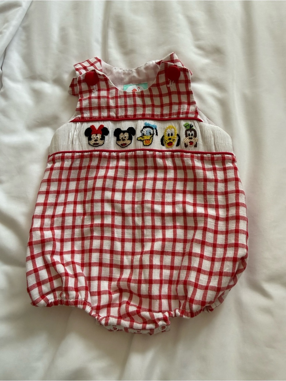 Smocked Flamingo Disney Embroidered Bubble Romper size 6 mo